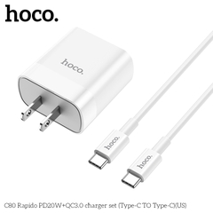 [SE81]Bộ Củ Sạc Hoco C80 Kèm Cáp Sạc type C to type-c sạc nhanh PD20W QC3.0
