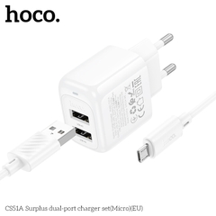 [SE36]  Bộ sạc hai cổng Hoco Surplus CS51A (Micro) (EU)