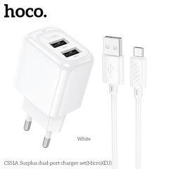 [SE36]  Bộ sạc hai cổng Hoco Surplus CS51A (Micro) (EU)