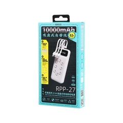 [SE157]Pin dự phòng Remax 10000mAh RPP-27 Lefen Series kèm cáp 3 đầu - tích hợp cao su hít giữ (trắng)