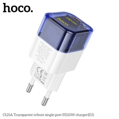 [SE63]Cốc sạc Hoco C125A PD20W một cổng trong suốt EU