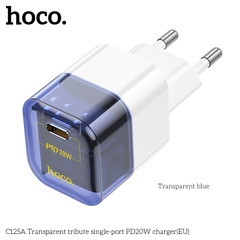 [SE63]Cốc sạc Hoco C125A PD20W một cổng trong suốt EU
