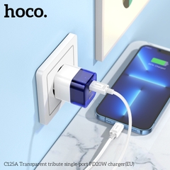 [SE63]Cốc sạc Hoco C125A PD20W một cổng trong suốt EU