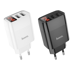 [SE55]Củ sạc Hoco C86 2 cổng USB với đèn LED hiển thị điện áp , công nghệ MỸ cắm được 5V-2.4A max 12W