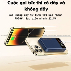 [SE306]Sạc Dự Phòng Không Dây Remax RPP-525, Pin Dự Phòng 10000mAh, Sạc Nhanh QC=22.5w + PD=20W, Đèn Led Báo Sạc.