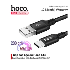 [SE28]Cáp sạc Hoco X14 Type C 2m đỏ đen