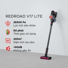 Máy hút bụi không dây cầm tay Redroad V17 Lite – Lực hút 26,500 Pa – Chổi lăn dạng kép – Lõi lọc HEPA kép