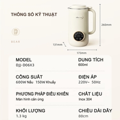 Máy xay nấu làm sữa hạt mini BEAR DJJ-D06X3