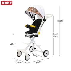 Xe đẩy 2 chiều gấp gọn kèm đệm và mái che siêu nhẹ cho bé Mody M8888