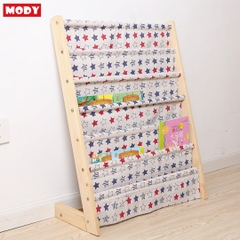 Giá sách 5 ngăn bằng vải kèm khung gỗ cao cấp cho bé Mody M806625