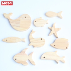 Bộ đồ chơi thế giới đại dương 9 con bằng gỗ thông Mody M5509