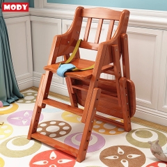 Ghế ăn dặm bằng gỗ kèm khay ăn và đệm cao cấp cho bé Mody M805548
