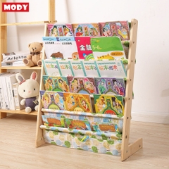 Giá sách 5 ngăn bằng vải kèm khung gỗ cao cấp cho bé Mody M806625