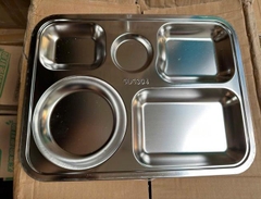 Khay inox chia cơm 5 ngăn lớn sus 304