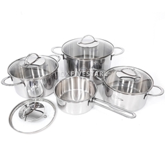 Bộ nồi 4 chiếc 3 lớp inox 304 nắp kính