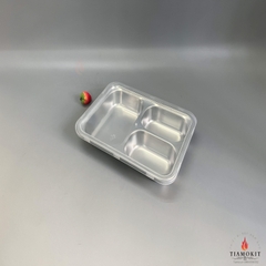 Khay 3 ngăn mẫu giáo chữ nhật inox 201
