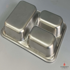 Khay 3 ngăn mẫu giáo chữ nhật inox 201