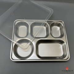 Khay inox 5 ngăn sus 201 cỡ 22 x 28 cm sâu 3.5cm