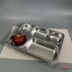 Khay inox 5 ngăn lớn K23  Sus 304 cho giáo viên