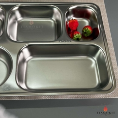 Khay inox chia cơm 5 ngăn lớn K23  Sus 304