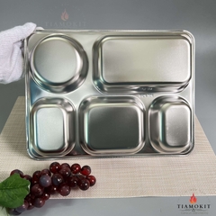 Khay inox chia cơm 5 ngăn lớn K23  Sus 304