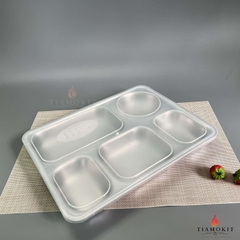 Khay inox chia cơm 5 ngăn lớn K23  Sus 304