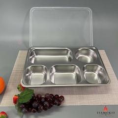 Khay inox chia cơm 5 ngăn lớn K23B sus 201