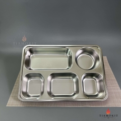 Khay inox chia cơm 5 ngăn lớn K23B sus 201