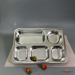 Khay inox chia cơm 5 ngăn lớn K23B sus 201