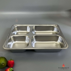 Khay inox chia cơm 4 ngăn sâu lòng sus 304
