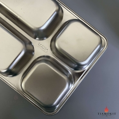 Khay inox chia cơm 4 ngăn sâu lòng sus 304