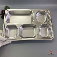 Khay inox chia cơm 5 ngăn lớn K23b sus 304