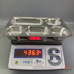 Khay inox chia cơm 5 ngăn lớn K23b sus 304