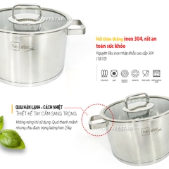 Nồi inox 304 Fivestar Nắp kính