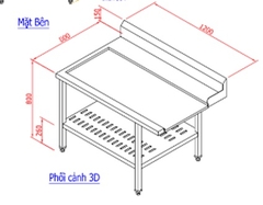 Bàn 2 tầng có gờ chắn