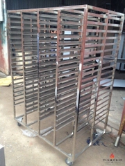 Xe đẩy khay cơm inox 150 khay