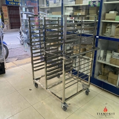 Xe đẩy khay cơm inox 100 khay