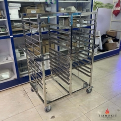 Xe đẩy khay cơm inox 100 khay