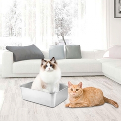 Nhà Vệ Sinh Thép Không Gỉ Dùng Cho Chó Mèo Sâu 15 cm