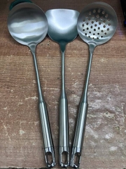 Bộ dụng cụ nấu ăn muôi, muôi lỗ, xẻng đảo bằng inox