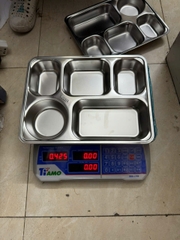 Khay inox chia cơm 5 ngăn lớn K23  Sus 304 loại nhẹ