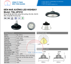 Đèn led nhà xưởng dạng UFO TQL-UFO12 công suất 150W, chip led Lumiled 3030