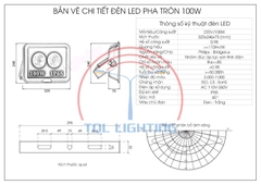 Đèn LED pha tròn công suất 100W mã TQL-DPT5-100