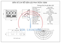 Đèn LED pha tròn công suất 150W mã TQL-DPT5-150