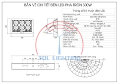 Đèn LED pha tròn công suất 300W mã TQL-DPT5-300