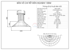 Đèn led nhà xưởng Highbay công suất 100W mã TQL-HBA100