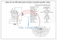 Đèn led nhà thi đấu, nhà xưởng Lowbay công suất 150W mã TQL-HBN150