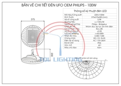 Đèn led nhà xưởng UFO OEM Philips công suất 100W mã TQL-HBP100
