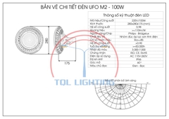 Đèn led nhà thi đấu, nhà xưởng UFO công suất 100W mã TQL-HBU100