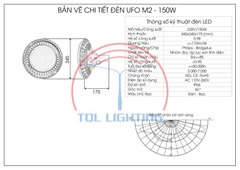 Đèn led nhà thi đấu, nhà xưởng UFO công suất 150W mã TQL-HBU150